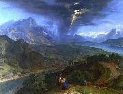 Jean Francois Millet Mountain Landscape with Lightning USA oil painting artist